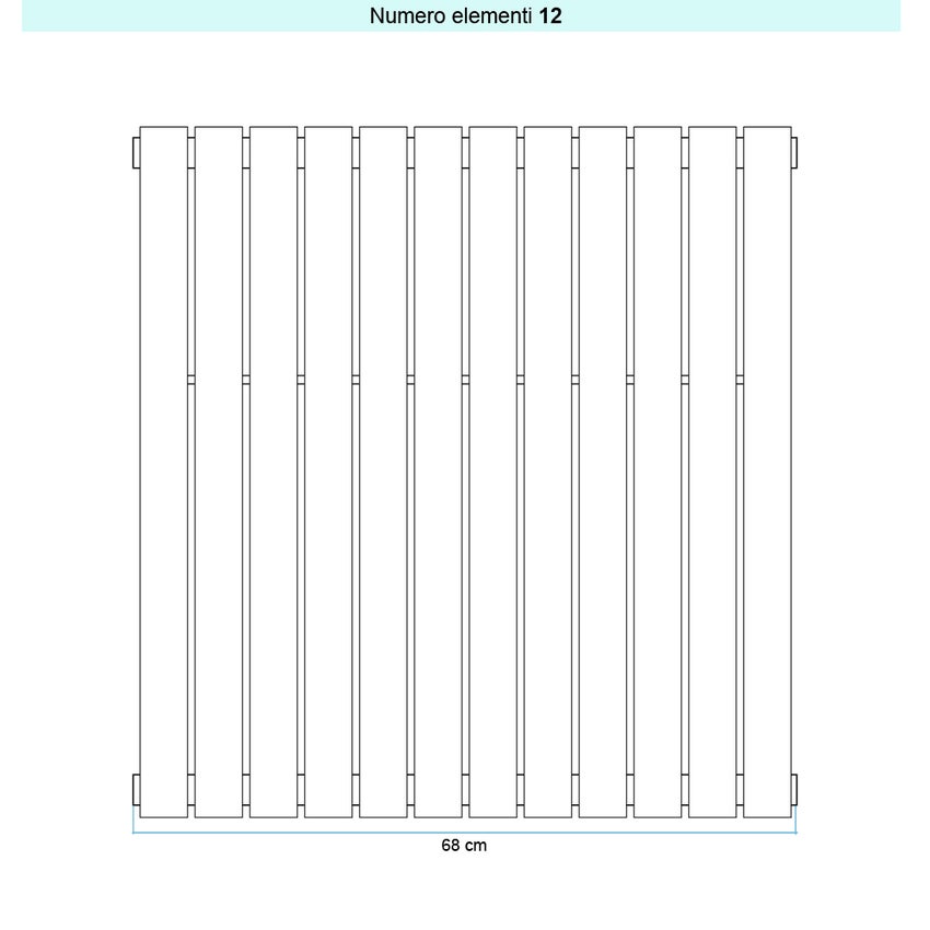 Immagine di Irsap PIANO 2 VERTICALE Radiatore 12 elementi L.68 P.4,6 H.52 cm, colore bianco finitura opaco Cod.J8 PI2052012J8IR01A01