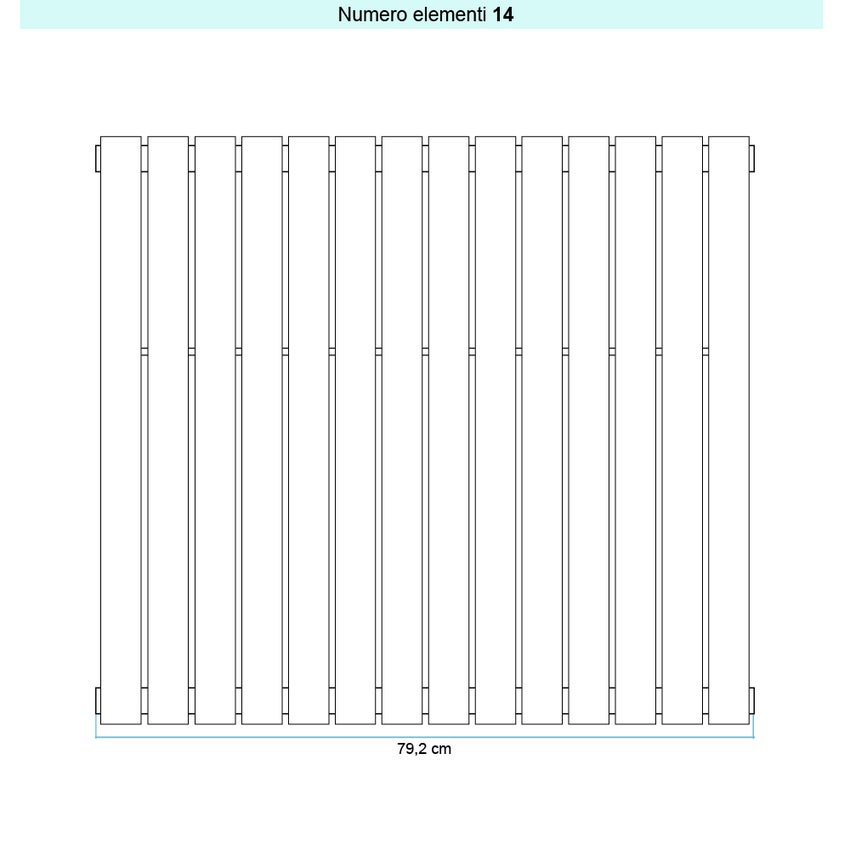 Immagine di Irsap PIANO 2 VERTICALE Radiatore 14 elementi L.79,2 P.4,6 H.70 cm, colore blu colomba ral 5014 finitura opaco Cod.4P PI20700144PIR01A01