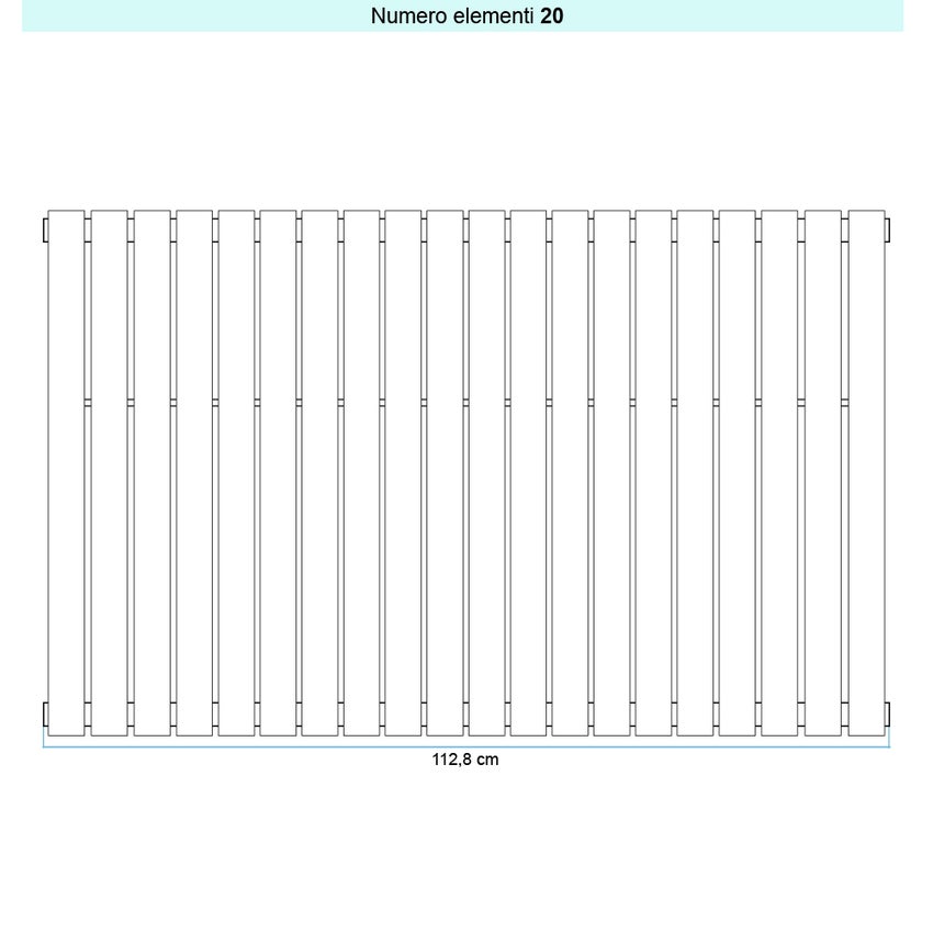 Immagine di Irsap PIANO 2 VERTICALE Radiatore 20 elementi L.112,8 P.4,6 H.122 cm, colore bianco standard finitura lucido Cod.01 PI212202001IR01A01