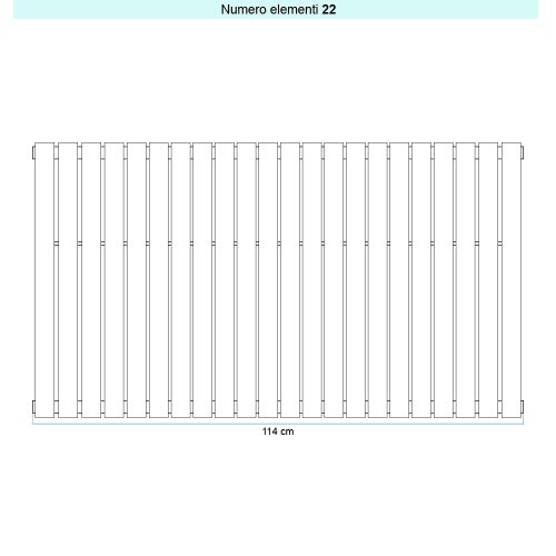 Immagine di Irsap PIANO 2 VERTICALE Radiatore 22 elementi L.124 P.4,6 H.52 cm, colore bianco standard finitura lucido Cod.01 PI205202201IR01A01