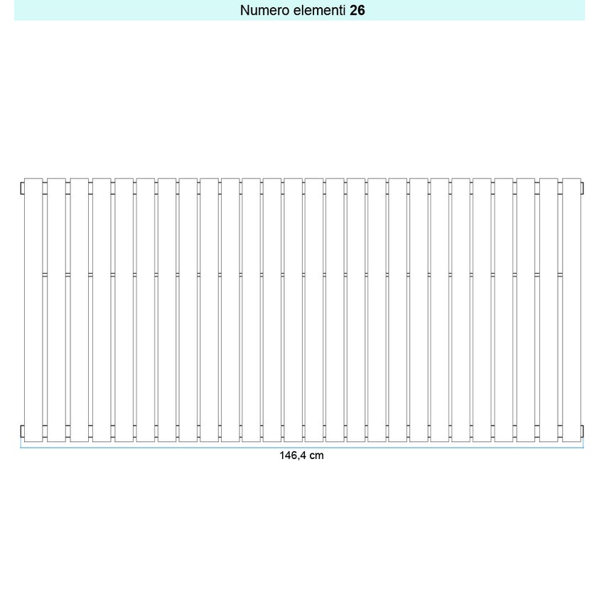 Immagine di Irsap PIANO 2 VERTICALE Radiatore 26 elementi L.146,4 P.4,6 H.252 cm, colore bianco standard finitura lucido Cod.01 PI225202601IR01A01