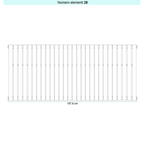 Immagine di Irsap PIANO 2 VERTICALE Radiatore 28 elementi L.157,6 P.4,6 H.52 cm, colore bianco standard finitura lucido Cod.01 PI205202801IR01A01