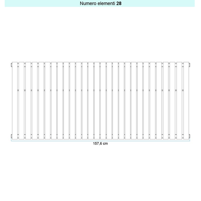 Immagine di Irsap PIANO 2 VERTICALE Radiatore 28 elementi L.157,6 P.4,6 H.70 cm, colore grigio chiaro finitura opaco Cod.8N PI20700288NIR01A01