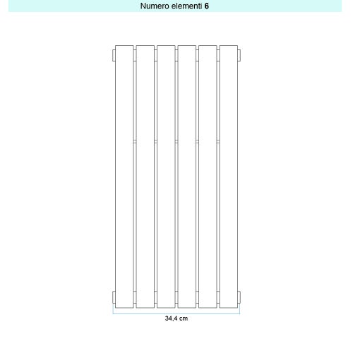 Immagine di Irsap PIANO VERTICALE Radiatore 6 elementi L.34,4 P.3,8 H.122 cm, colore grigio manhattan finitura lucido Cod.03 PI112200603IR01A01