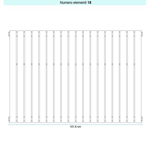 Immagine di Irsap PIANO VERTICALE Radiatore 18 elementi L.101,6 P.3,8 H.52 cm, colore bianco standard finitura lucido Cod.01 PI105201801IR01A01
