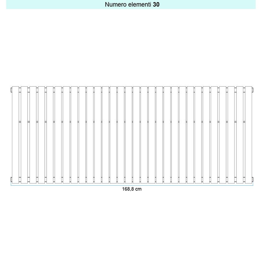 Immagine di Irsap PIANO VERTICALE Radiatore 30 elementi L.168,8 P.3,8 H.52 cm, colore bianco standard finitura lucido Cod.01 PI105203001IR01A01