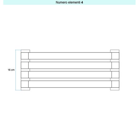 Immagine di Irsap SAX 2 ORIZZONTALE Radiatore 4 elementi L.50 P.8 H.16,4 cm, colore bianco standard finitura lucido Cod.01 SX205000401IR01H01