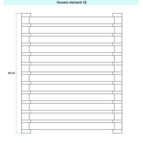 Immagine di Irsap SAX 2 ORIZZONTALE Radiatore 12 elementi L.83 P.8 H.48 cm, colore bianco standard finitura lucido Cod.01 SX208301201IR01H01