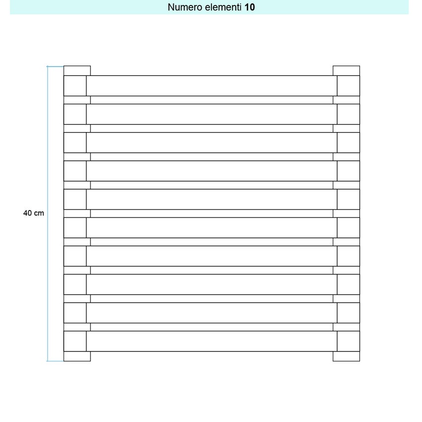 Immagine di Irsap SAX ORIZZONTALE Radiatore 10 elementi L.50 P.5,5 H.40 cm, colore bianco standard finitura lucido Cod.01 SX105001001IR01H01