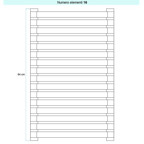 Immagine di Irsap SAX ORIZZONTALE Radiatore 16 elementi L.90 P.5,5 H.64 cm, colore bianco standard finitura lucido Cod.01 SX109001601IR01H01