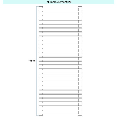 Immagine di Irsap SAX ORIZZONTALE Radiatore 26 elementi L.120 P.5,5 H.104 cm, colore bianco standard finitura lucido Cod.01 SX112002601IR01H01