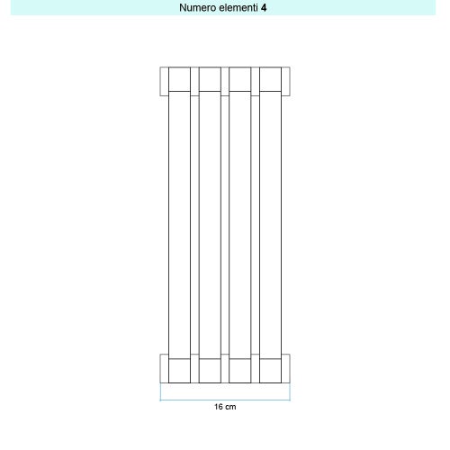 Immagine di Irsap SAX 2 VERTICALE Radiatore 4 elementi L.16 P.8 H.150 cm, colore bianco standard finitura lucido Cod.01 SX215000401IR01A01