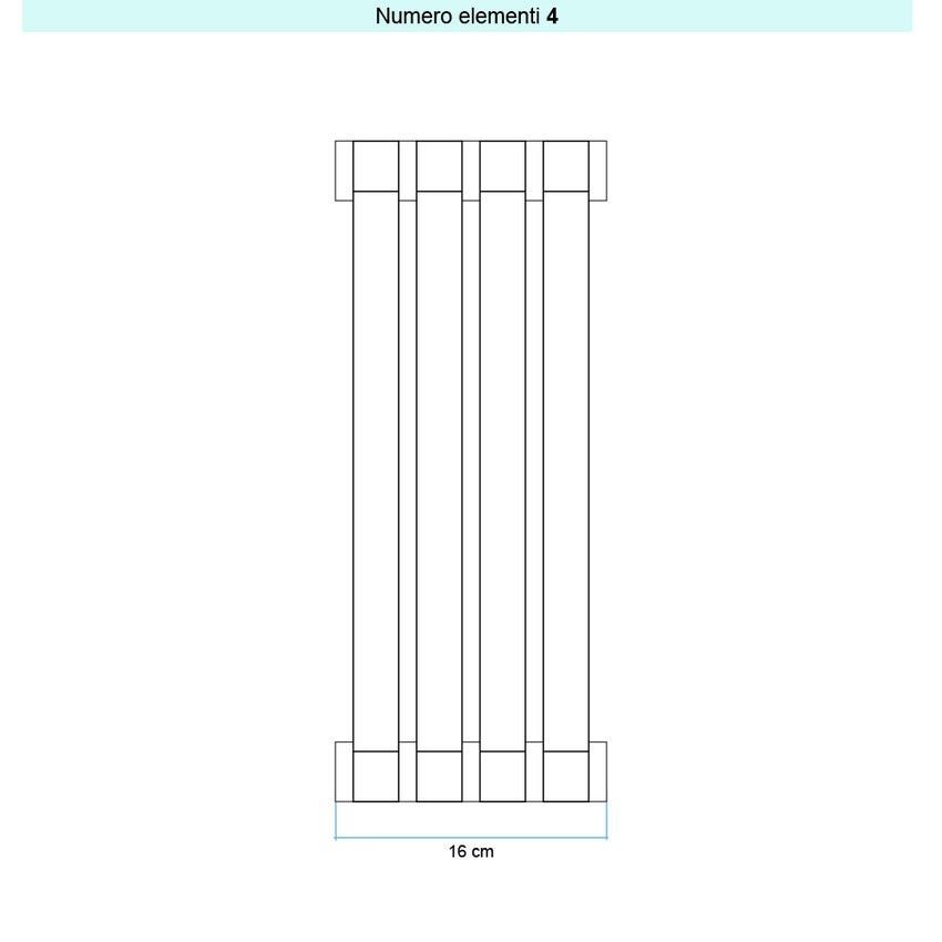 Immagine di Irsap SAX 2 VERTICALE Radiatore 4 elementi L.16 P.8 H.68 cm, colore bianco standard finitura lucido Cod.01 SX206800401IR01A01