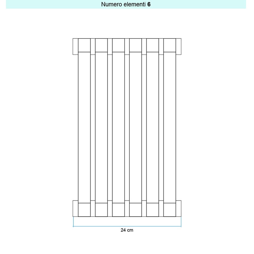 Immagine di Irsap SAX 2 VERTICALE Radiatore 6 elementi L.24 P.8 H.200 cm, colore grigio titanio metallizzato finitura lucido Cod.L3 SX2200006L3IR01A01