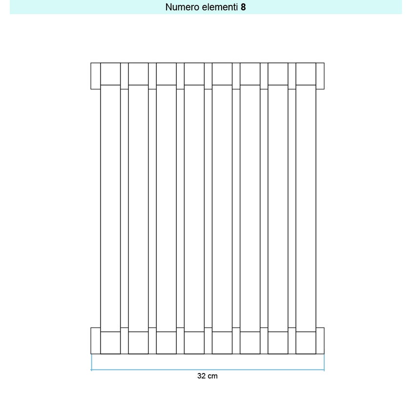 Immagine di Irsap SAX 2 VERTICALE Radiatore 8 elementi L.32 P.8 H.200 cm, colore sablè finitura ruvido Cod.Y4 SX2200008Y4IR01A01