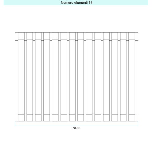 Immagine di Irsap SAX 2 VERTICALE Radiatore 14 elementi L.56 P.8 H.73 cm, colore nero satinato finitura ruvido Cod.30 SX207301430IR01A01