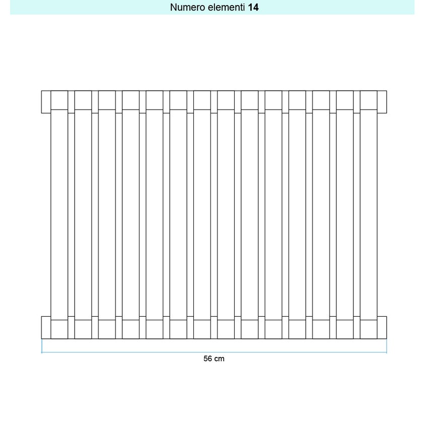 Immagine di Irsap SAX 2 VERTICALE Radiatore 14 elementi L.56 P.8 H.150 cm, colore grigio perla finitura ruvido Cod.L6 SX2150014L6IR01A01