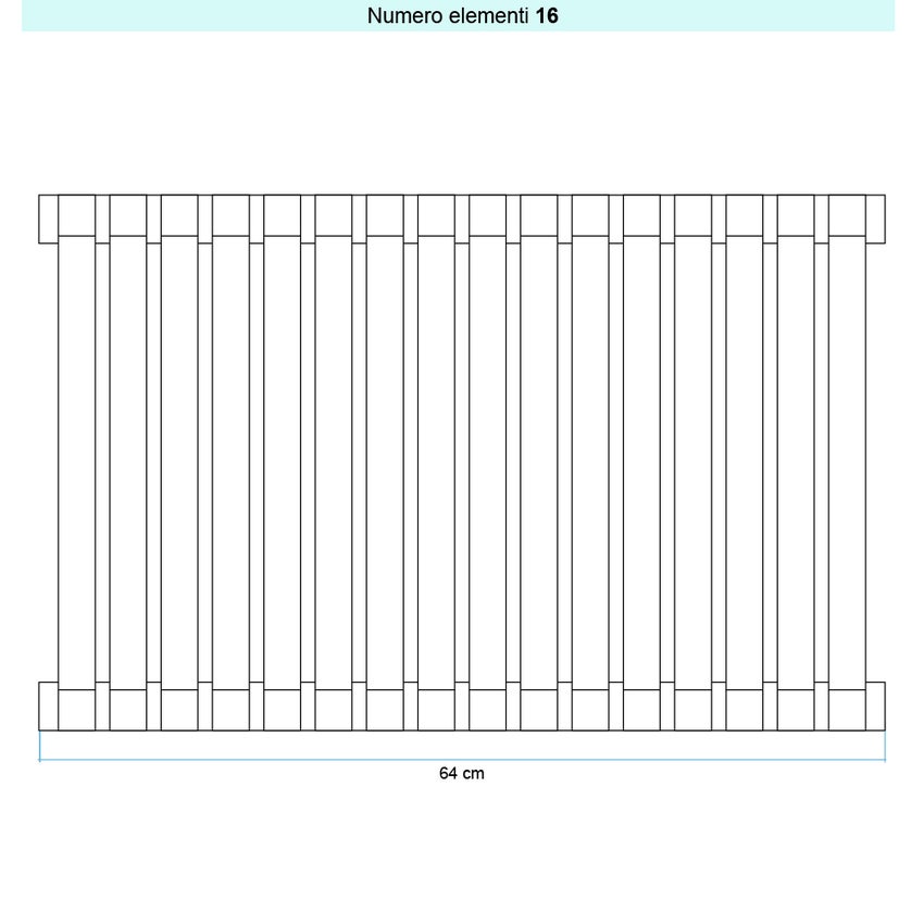 Immagine di Irsap SAX 2 VERTICALE Radiatore 16 elementi L.64 P.8 H.200 cm, colore grigio perla finitura ruvido Cod.L6 SX2200016L6IR01A01