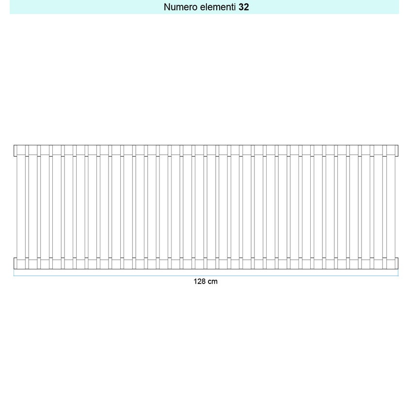 Immagine di Irsap SAX 2 VERTICALE Radiatore 32 elementi L.128 P.8 H.83 cm, colore bianco standard finitura lucido Cod.01 SX208303201IR01A01