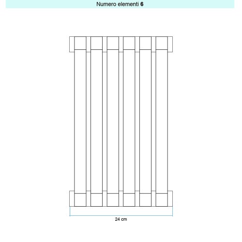 Immagine di Irsap SAX VERTICALE Radiatore 6 elementi L.24 P.5,5 H.120 cm, colore bianco standard finitura lucido Cod.01 SX112000601IR01A01