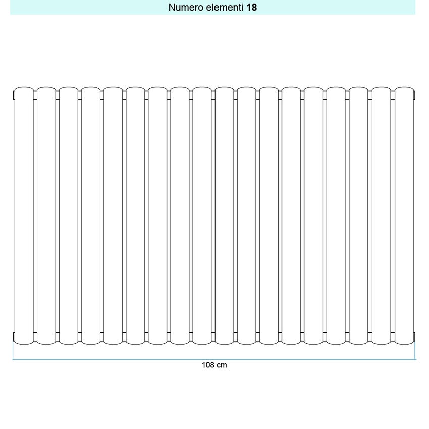 Immagine di Irsap ELLIPSIS_V Radiatore 18 elementi L.108 P.5,3 H.122 cm, colore bianco standard finitura lucido Cod.01 TL112201801IR01A01