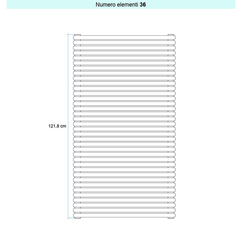 Immagine di Irsap ARPA 23_2 ORIZZONTALE Radiatore 36 elementi L.55 P.7 H.121,8 cm, colore bianco finitura opaco Cod.J8 SI2055036J8IR01H01