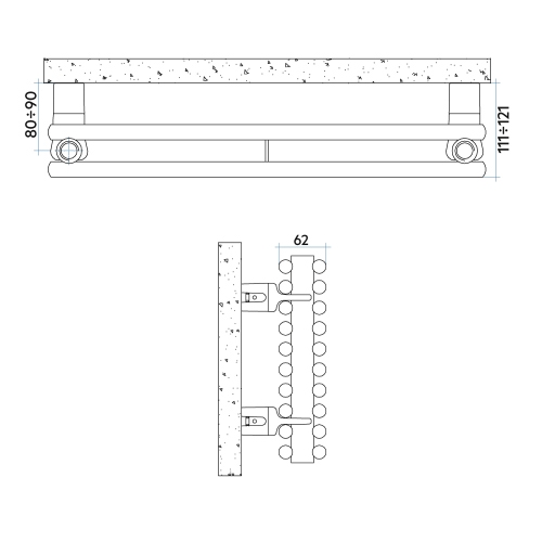 Immagine di Irsap ARPA 18_2 ORIZZONTALE Radiatore 20 elementi L.55 P.6,2 H.54,1 cm, colore bianco standard finitura lucido Cod.01 A2805502001IR01H01