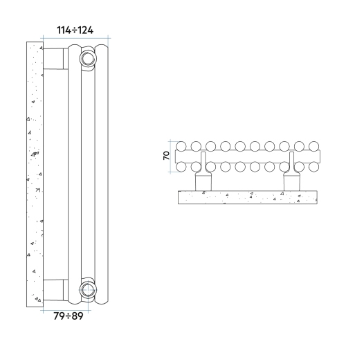 Immagine di Irsap ARPA 23_2 VERTICALE Radiatore 24 elementi L.81 P.7 H.202 cm, colore bianco finitura opaco Cod.J8 SI2202024J8IR01A01