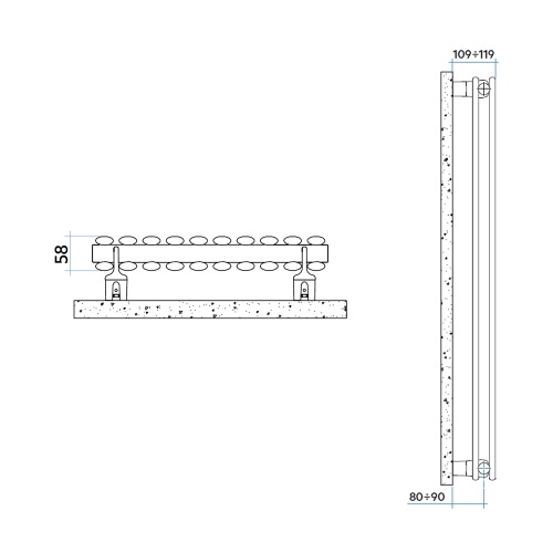 Immagine di Irsap ELLIPSIS 30_V 2 Radiatore 18 elementi L.72 P.5,8 H.223 cm, colore bianco standard finitura lucido Cod.01 HE222301801IR01A01
