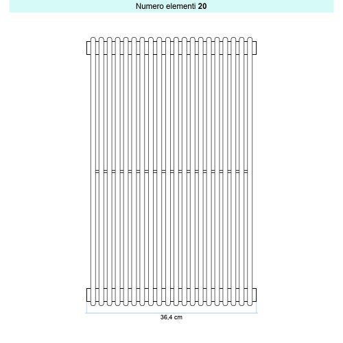 Immagine di Irsap ARPA12 VERTICALE Radiatore 20 elementi H.252 L.36,4 P.4 cm, colore bianco standard finitura lucido Cod.01 A1225202001IR01A