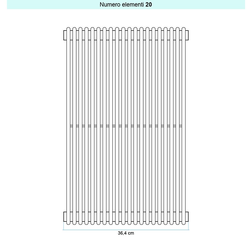 Immagine di Irsap ARPA12 VERTICALE Radiatore 20 elementi H.252 L.36,4 P.4 cm, colore bianco finitura lucido Cod.01 A1225202001IR01A