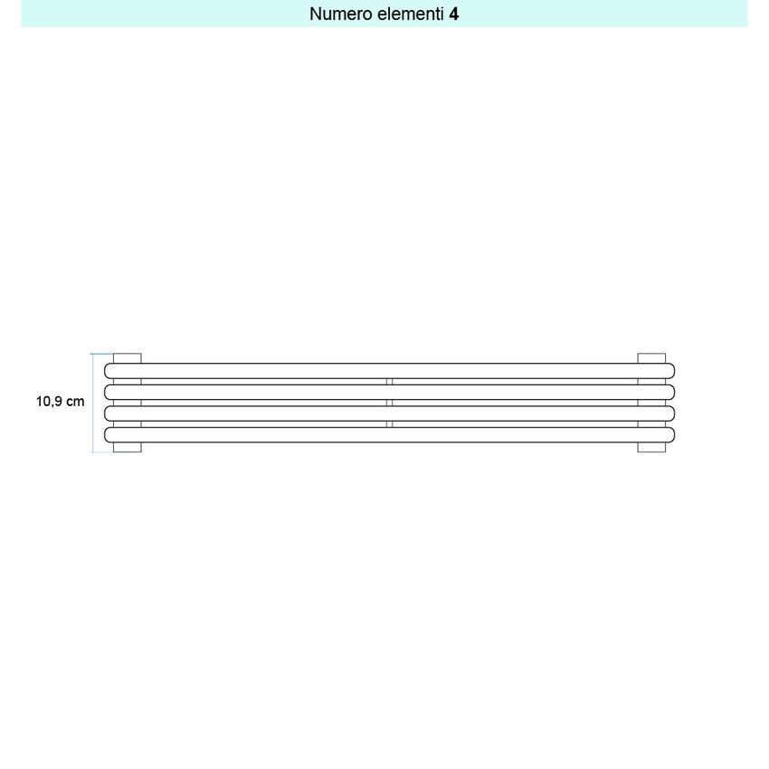 Immagine di Irsap ARPA18 ORIZZONTALE Radiatore 4 elementi H.10,9 L.52 P.4,6 cm, colore bianco standard finitura lucido Cod.01 A1805200401IR01H