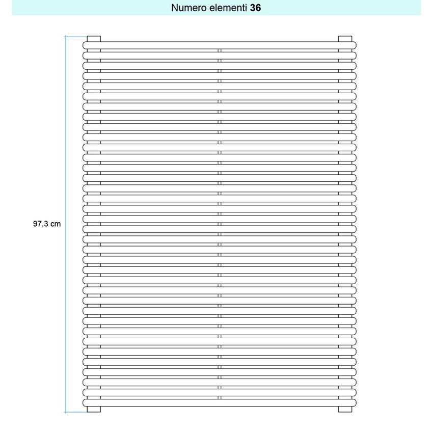 Immagine di Irsap ARPA18 ORIZZONTALE Radiatore 36 elementi H.97,3 L.152 P.4,6 cm, colore bianco finitura lucido Cod.01 A1815203601IR01H01