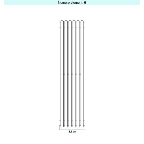 Immagine di Irsap ARPA18 VERTICALE Radiatore 6 elementi H.202 L.16,3 P.4,6 cm, colore nero finitura opaco Cod.K1 A18202006K1IR01A