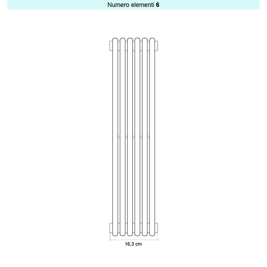 Immagine di Irsap ARPA18 VERTICALE Radiatore 6 elementi H.202 L.16,3 P.4,6 cm, colore nero finitura opaco Cod.K1 A18202006K1IR01A