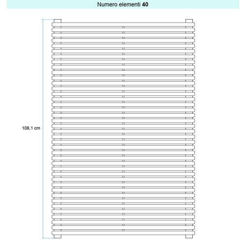 Immagine di Irsap ARPA18_2 ORIZZONTALE Radiatore 40 elementi, H.108,1 L.70 P.6,2 cm, colore bianco standard finitura lucido Cod.01 A2807004001IR01H01