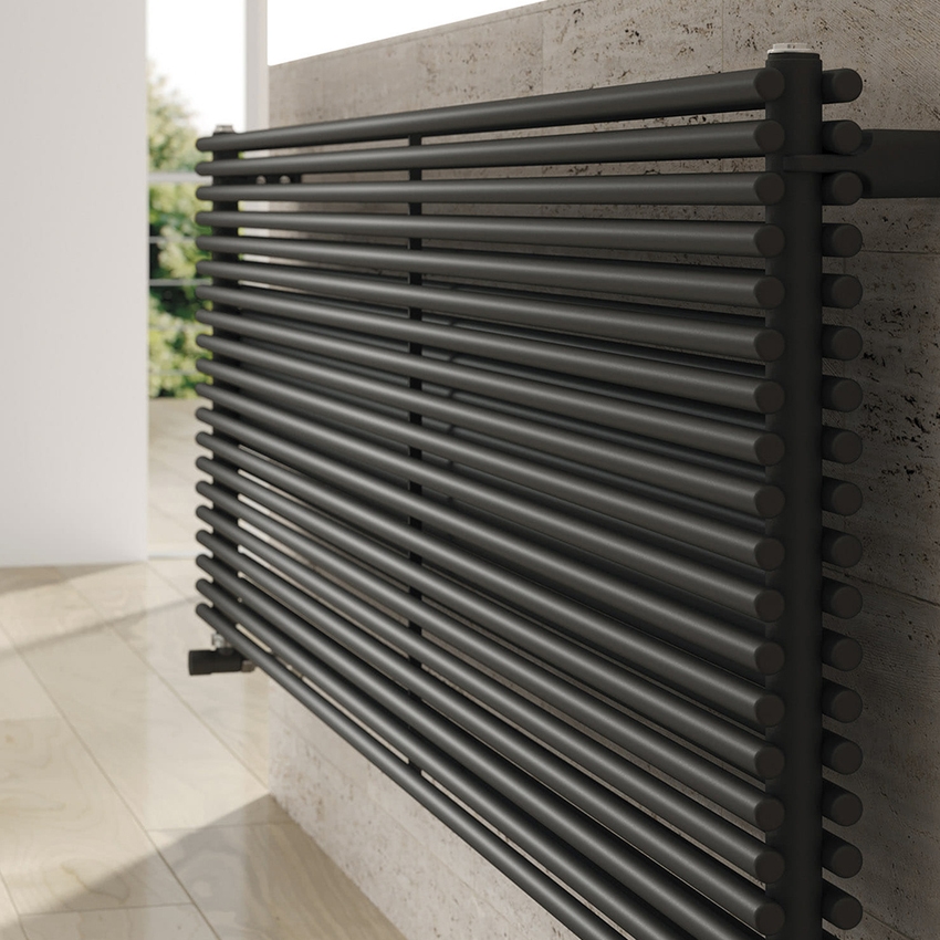 Immagine di Irsap ARPA18_2 ORIZZONTALE Radiatore 16 elementi, H.202 L.43,3 P.6,2 cm, colore grigio medio finitura ruvido Cod.4D A282020164DIR01H