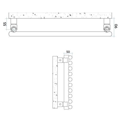 Immagine di Irsap ARPA23 ORIZZONTALE Radiatore 10 elementi, H.33,4 L.87 P.5 cm, colore nero finitura opaco Cod.K1 SI1087010K1IR01H