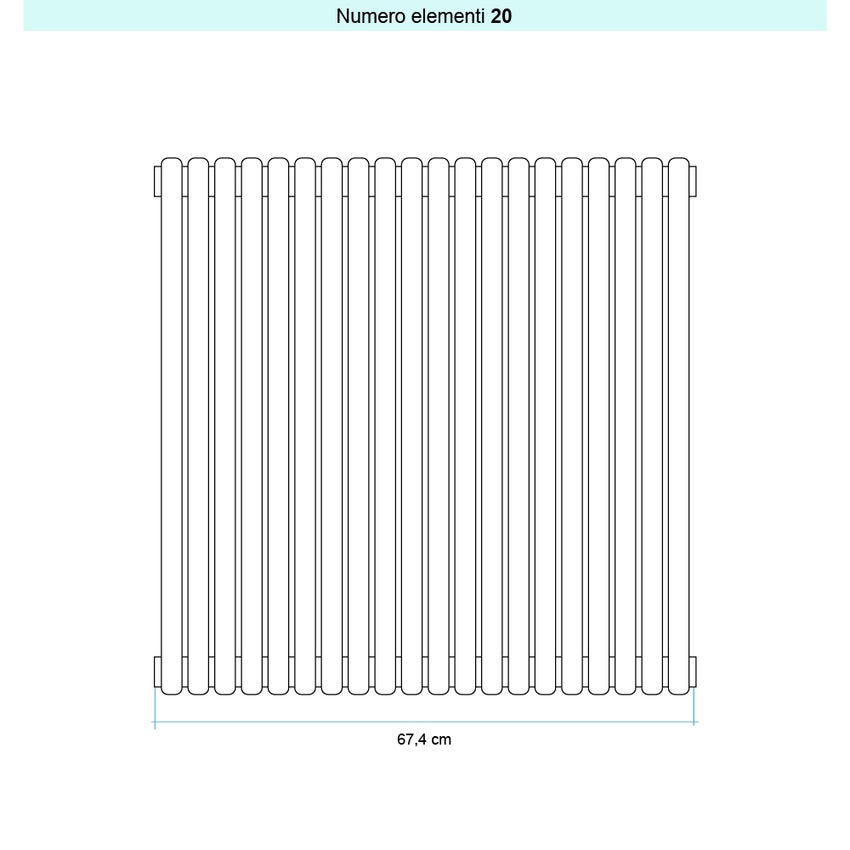 Immagine di Irsap ARPA23_2 VERTICALE Radiatore 20 elementi, H.202 L.67,4 P.7 cm, colore bianco standard finitura lucido Cod.01 SI200202201IR01A01