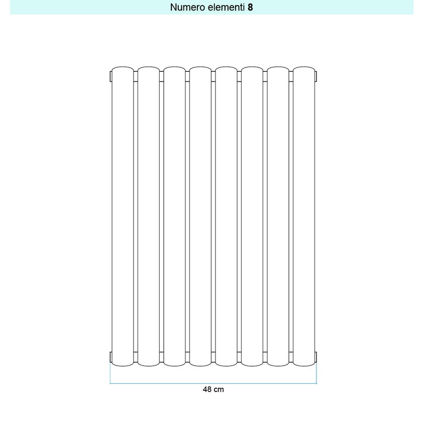 Immagine di Irsap ELLIPSIS_V radiatore verticale 8 elementi H.202 L.48 P.5,3 cm, colore bianco finitura lucido Cod.01 TL1020200801IR01A