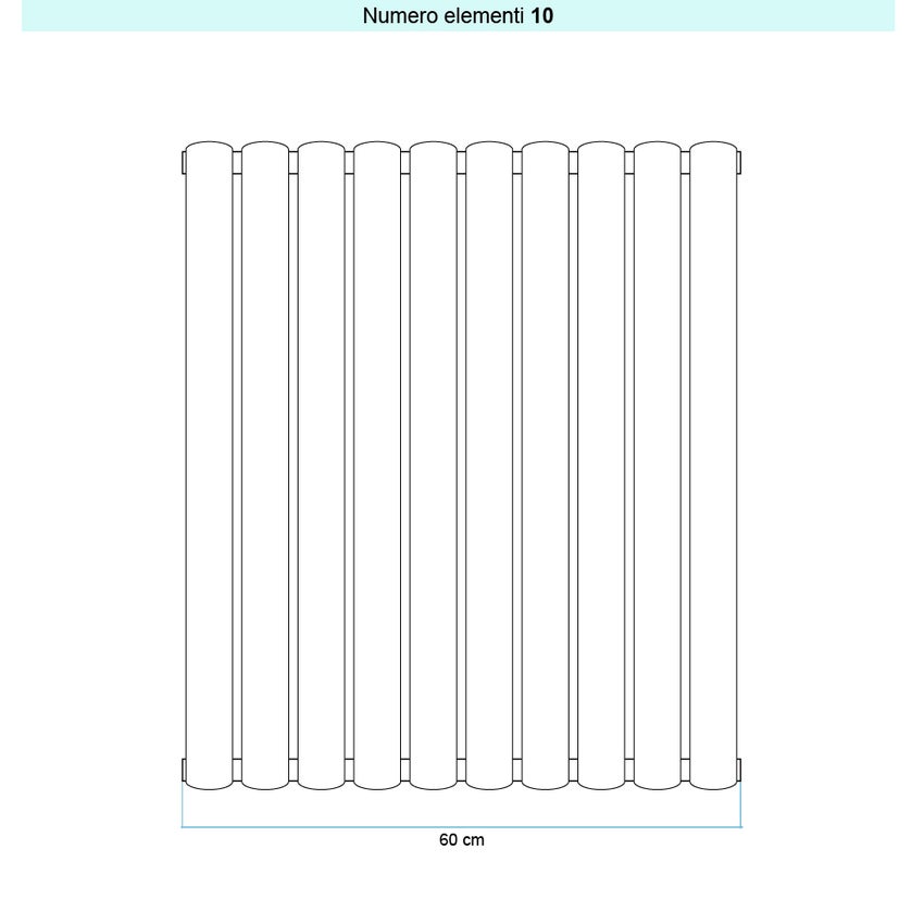 Immagine di Irsap ELLIPSIS_V 2 radiatore verticale 10 elementi H.70 L.60 P.7,6 cm, colore bianco finitura lucido Cod.01 TL2007001001IR01A