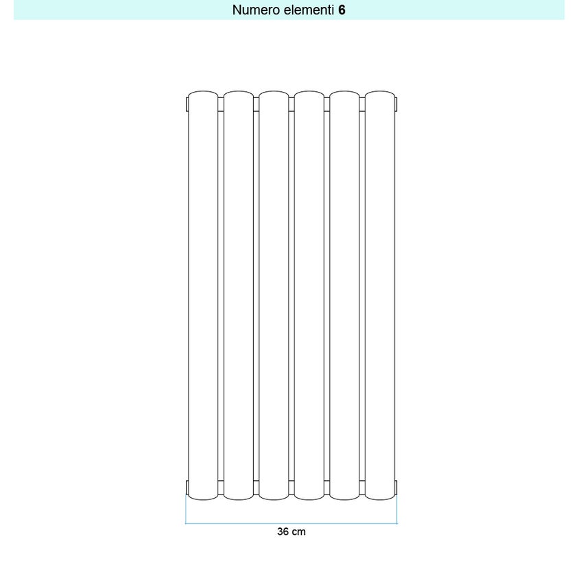 Immagine di Irsap ELLIPSIS_V 2 radiatore verticale 6 elementi H.202 L.36 P.7,6 cm, colore bianco finitura lucido Cod.01 TL2020200601IR01A