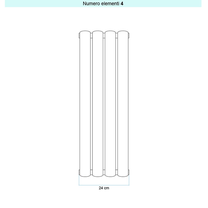 Immagine di Irsap ELLIPSIS_V 2 radiatore verticale per sostituzione A, 4 elementi H.70 L.24 P.7,6 cm, colore bianco perla finitura ruvido Cod.16 TL207000416IR01A