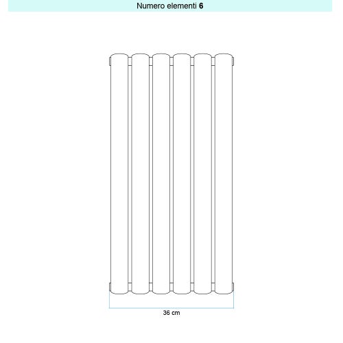 Immagine di Irsap ELLIPSIS_V 2 radiatore verticale per sostituzione A, 6 elementi H.70 L.36 P.7,6 cm, colore bianco perla finitura ruvido Cod.16 TL207000616IR01A