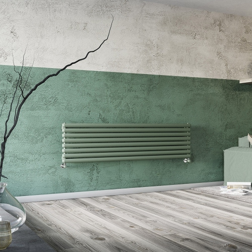 Immagine di Irsap ELLIPSIS_H 2 radiatore orizzontale 10 elementi H.60 L.92 P.7,6 cm, colore verde bosco finitura lucido Cod.19 TL209201019IR01H