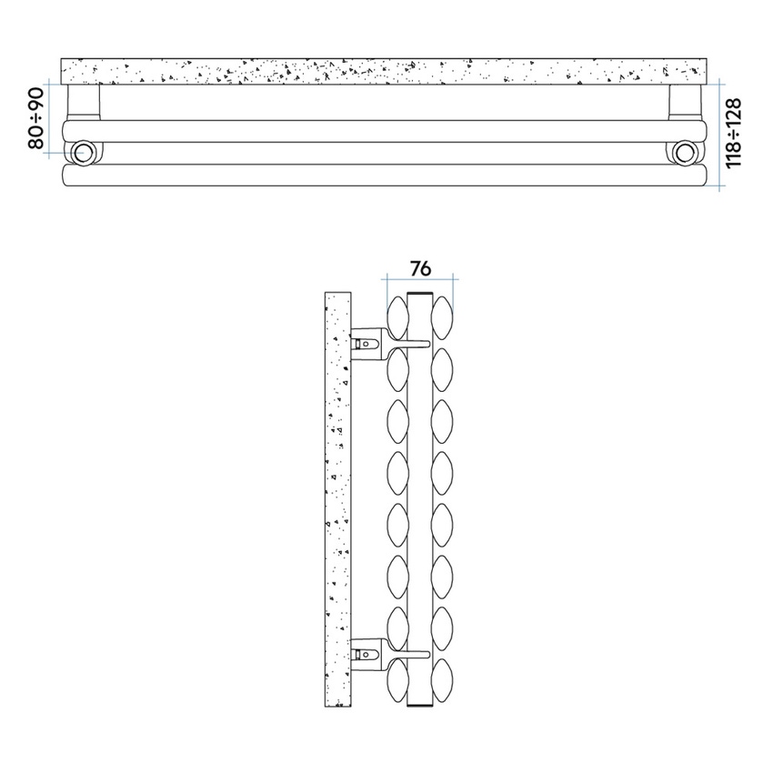 Immagine di Irsap ELLIPSIS_H 2 radiatore orizzontale 12 elementi H.102 L.72 P.7,6 cm, colore bianco standard finitura lucido Cod.01 TL210201219IR01H