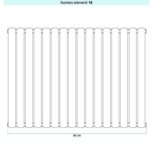 Immagine di Irsap ELLIPSIS_V 2 radiatore verticale 16 elementi H.182 L.96 P.7,6 cm, colore bianco perla finitura ruvido Cod.16 TL218201616IR01A