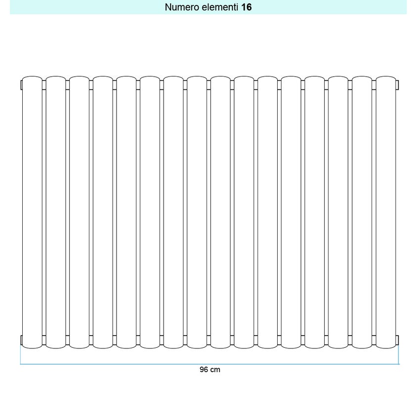 Immagine di Irsap ELLIPSIS_V 2 radiatore verticale 16 elementi H.182 L.96 P.7,6 cm, colore bianco perla finitura ruvido Cod.16 TL218201616IR01A