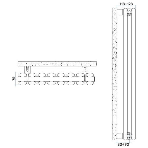 Immagine di Irsap ELLIPSIS_V 2 radiatore verticale 16 elementi H.182 L.96 P.7,6 cm, colore bianco perla finitura ruvido Cod.16 TL218201616IR01A