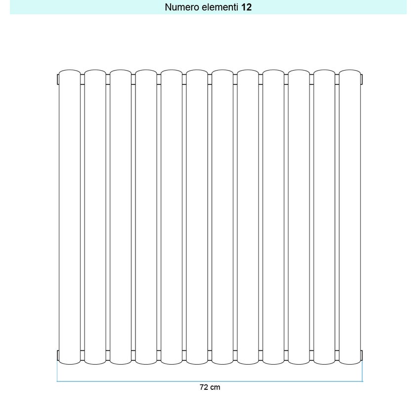 Immagine di Irsap ELLIPSIS_V 2 radiatore verticale 12 elementi H.182 L.72 P.7,6 cm, colore grigio antracite finitura opaco Cod.6V TL21820126VIR01A